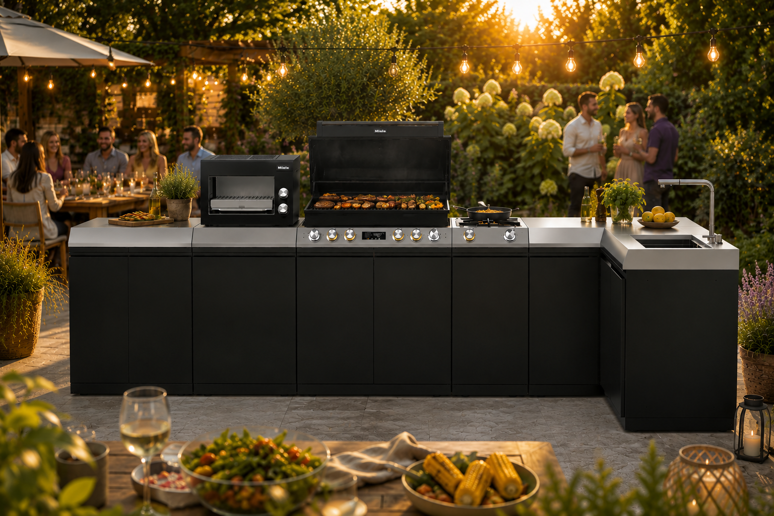 Miele Dreams Outdoor-Küche am Abend